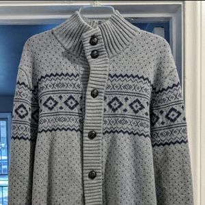 BEN SHERMAN MENS RETRO SIXTIES MOD WINTER FAIR ISLE KNIT CARDIGAN (SLATE GREY)